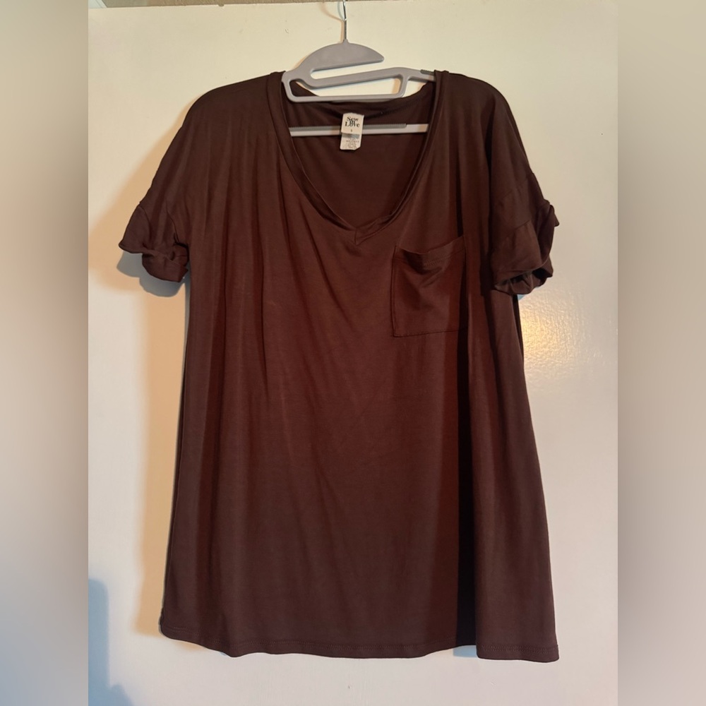 EUC Sew in Love Women's Brown V-Neck Top